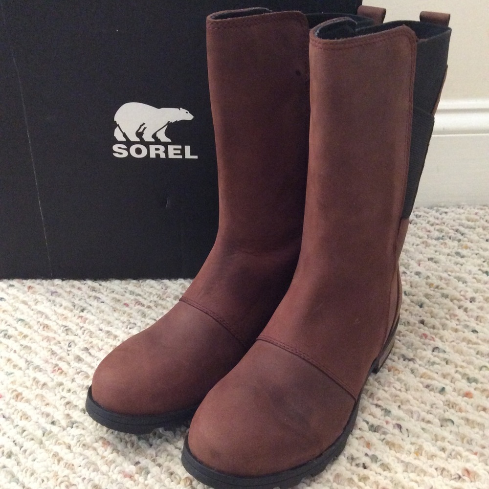 🆕 SOREL brown leather waterproof boots- size 6.5 - Picture 4 of 8